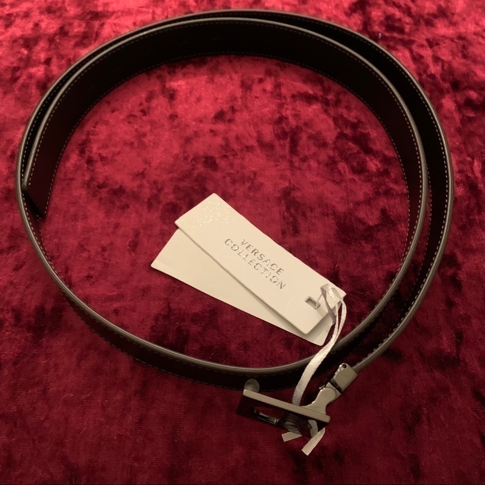 Versace Men’s Brown Leather Belt Size 44